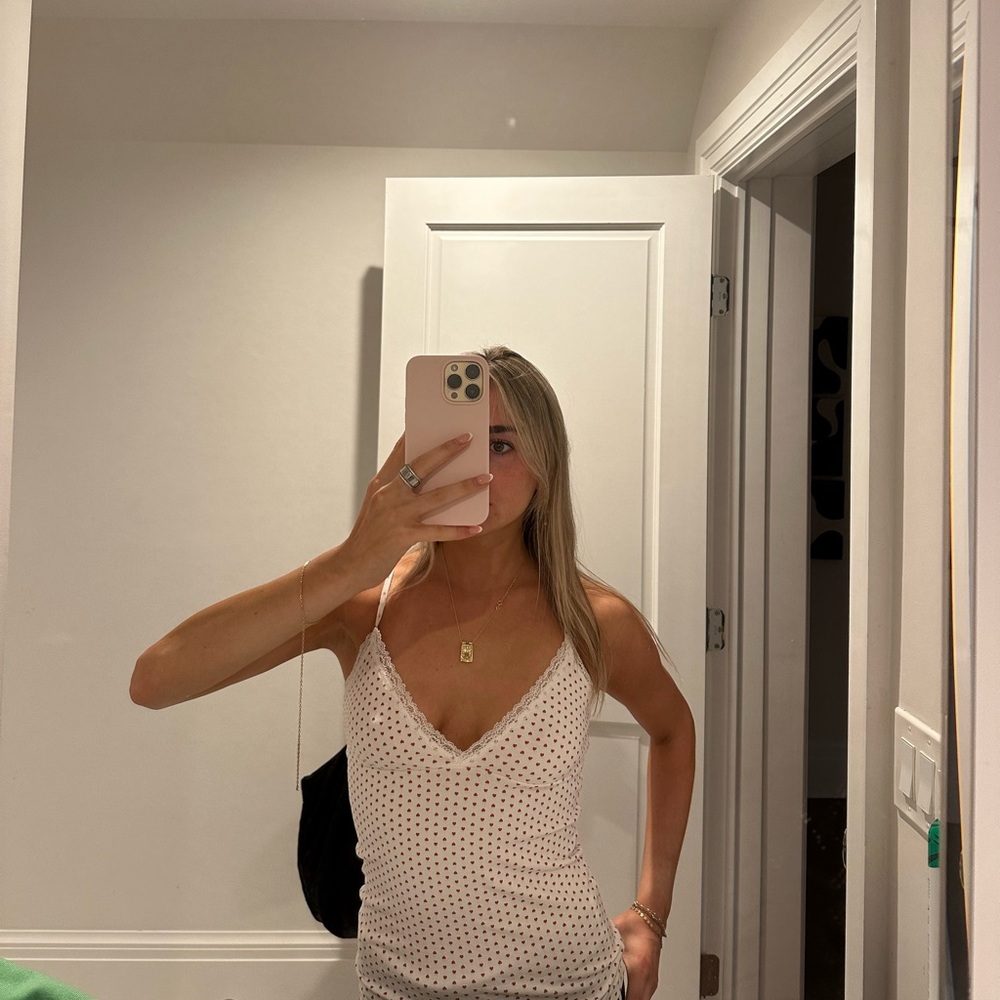 Brandy Melville White Polka Dot Camisole